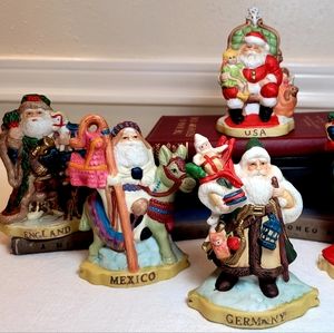 Vintage set of 6 Santa of the Nation's ceramic figurines